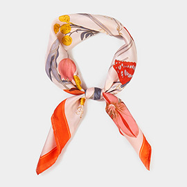 Flower Butterfly Printed Square Scarf