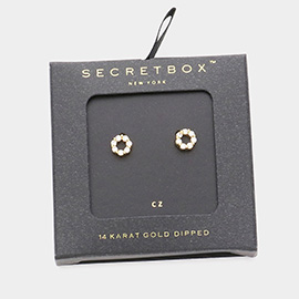 Secret Box _ 14K Gold Dipped CZ Open Circle Stud Earrings