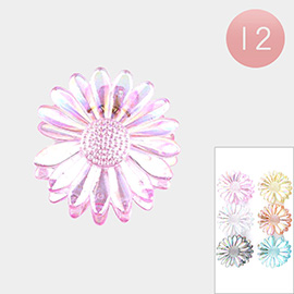 12PCS - Solid Lucite Flower Claw Hair Clips
