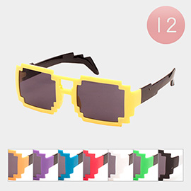 12PCS - Pixelated Block Shaped Wayfarer Sunglasses