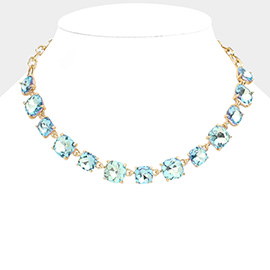 Cushion Square Stone Link Evening Necklace