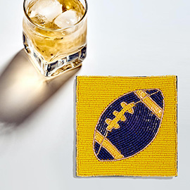 Game Day Sequin Beaded Football Coaster