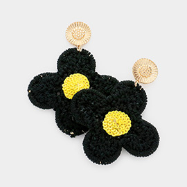 Crochet Flower Dangle Earrings