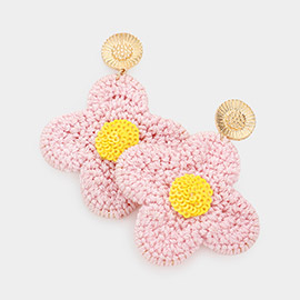 Crochet Flower Dangle Earrings