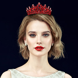 Marquise Stone Accented Leaf Detail Crown Queen Tiara