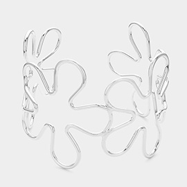 Open Metal Flower Cuff Bracelet