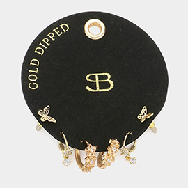 Secret Box _ Gold Dipped Butterfly Star Flower 3Pairs Earrings