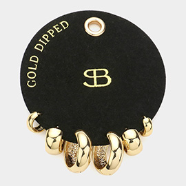 Secret Box _ Gold Dipped Metal Huggie Hoop 3Pairs Earrings