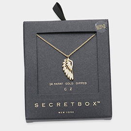 Secret Box _ 14K Gold Dipped CZ Wing Pendant Necklace