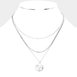 Secret Box _ Pearl Pendant Triple Layered Necklace