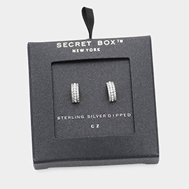 Secret Box _ Sterling Silver Dipped Pearl CZ Embellished Stud Earrings