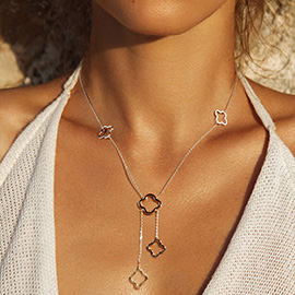 White Gold Dipped Quatrefoil Station Necklace