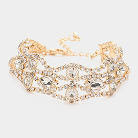 Marquise Round Stone Accented Evening Bracelet