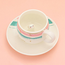 Lovely Message Cute Bunny Ceramic Mug Cup and Saucer Set