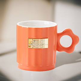 Love Message Colorful Flower Handle Ceramic Mug Cup