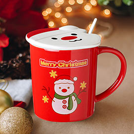 Merry Christmas Message Snowman Ceramic Mug Cup