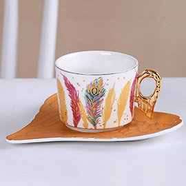 Feather Angel Wings Ceramic Mug Cup and Saucer Set