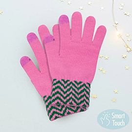 Zigzag Chevron Patterned Touch Smart Gloves