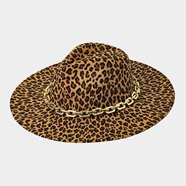 Leopard Patterned Chain Band Panama Hat