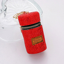 Bling Cylinder Lipstick Hard Case Bag / Keychain