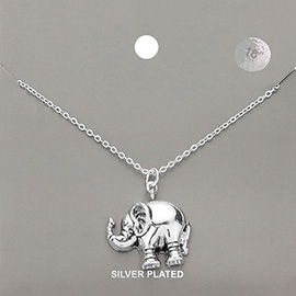 Silver Plated Metal Elephant Pendant Necklace