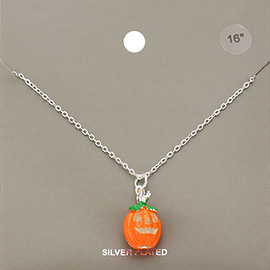 Silver Plated Pumpkin Pendant Necklace