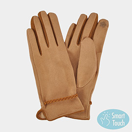 Braided Band Faux Suede Touch Smart Gloves