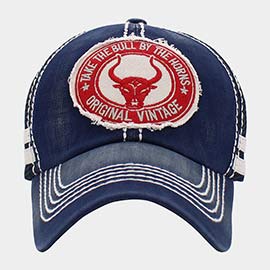 Take The Bull By The Horn Message Mesh Back Vintage Baseball Cap