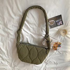 Quilted Puffer Half Moon Tote / Shoulder Bag