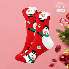 10Pairs - Snowman Christmas Gift Socks