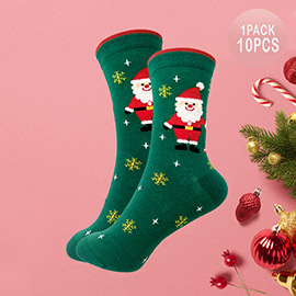 10Pairs - Santa Claus Snowflake Socks