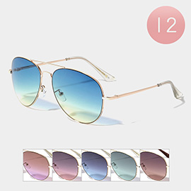 12PCS - Tinted Aviator Sunglasses