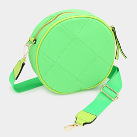 Quilted Solid Round Crossbody Bag