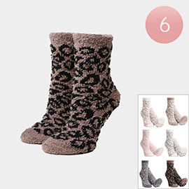 6Pairs - Leopard Patterned Luxury Soft Socks