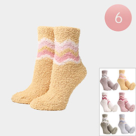 6Pairs - Zigzag Chevron Patterned Luxury Soft Socks