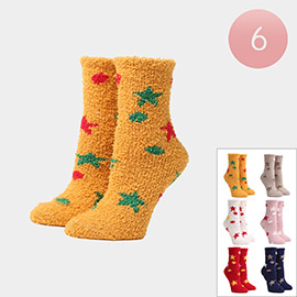 6Pairs - Star Moon Patterned Luxury Soft Socks