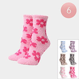 6Pairs - Daisy Flower Patterned Luxury Soft Socks