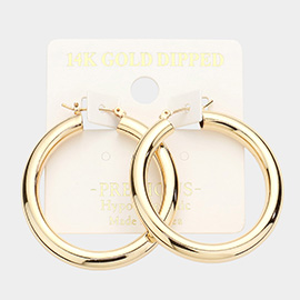 14K Gold Dipped 1.6 Inch Metal Hoop Pin Catch Earrings