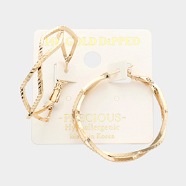 14K Gold Dipped Braided Metal Hoop Earrings