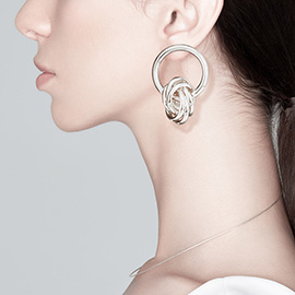 Multi Layered Open Metal Circle Link Earrings