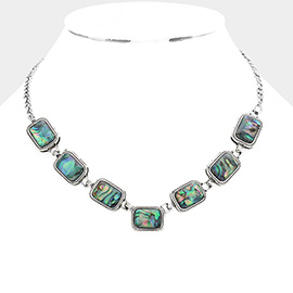 Abalone Rectangle Link Necklace