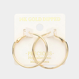 14K Gold Dipped 1.3 Inch Metal Hoop Earrings