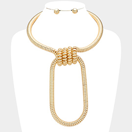 Telephone Cord Abstract Metal Necklace