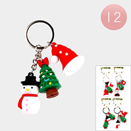 12PCS- Christmas Tree Santa Claus Snowman Keychains