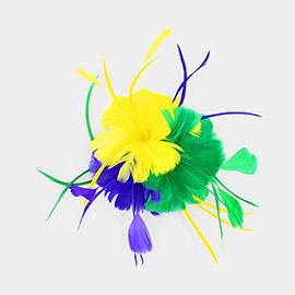 Mardi Gras Feather Flower Fascinator / Headband