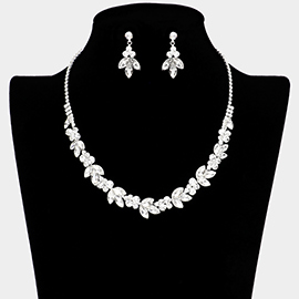 Marquise Stone Accented Rhinestone Pave Necklace