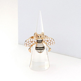 Pearl Embellished Honey Bee Stretch Ring