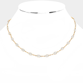 Secret Box _ Oval Stone Link Stone Collar Necklace