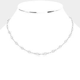 Secret Box _ Oval Stone Link Stone Collar Necklace