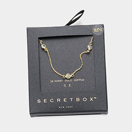 Secret Box _ 14K Gold Dipped CZ Round Station Necklace